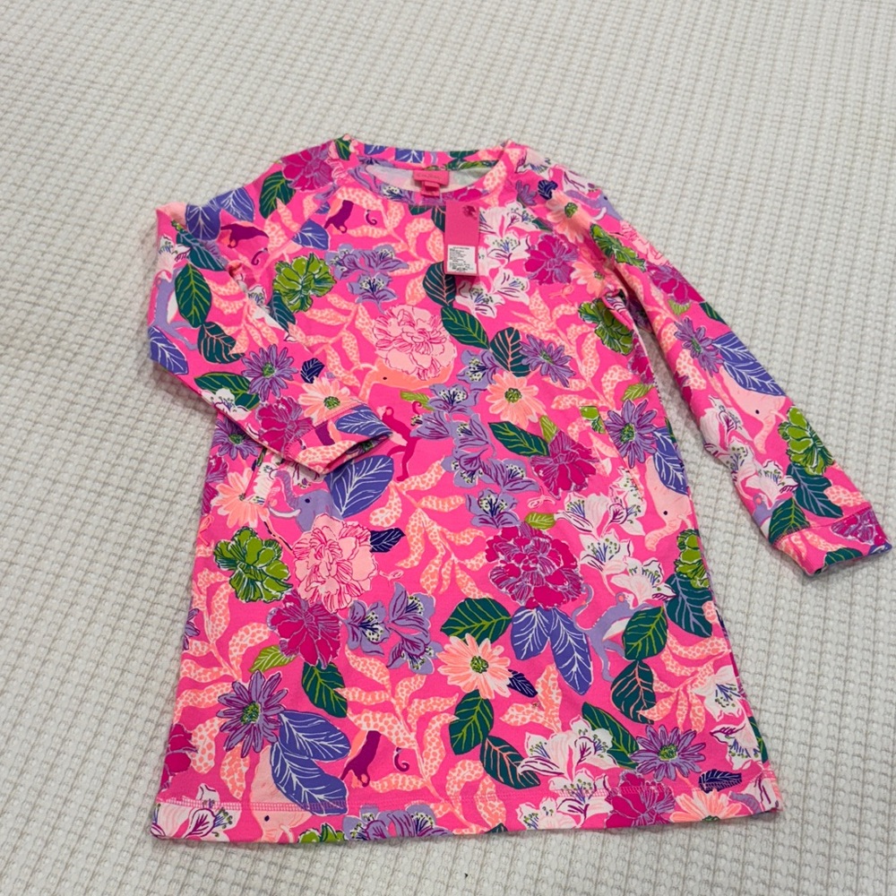 Lilly Pulitzer Vibrant Pink and Purple Kids Long Sleeve dress NEE WITH TAGS